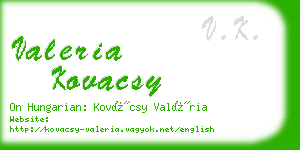 valeria kovacsy business card